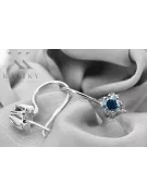 Стерлингово сребро 925 14k 583 Aquamarine Обеци vec053s Руски Съветски СССР Винтидж крафт Ар-деко style